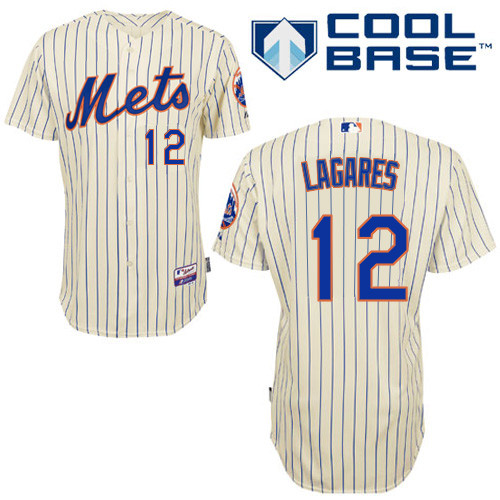 Juan Lagares #12 MLB Jersey-New York Mets Men's Authentic Home White Cool Base Baseball Jersey